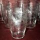 Series of 6 glasses cups 1920 in crystal engraved guilloché in pantogravure 9.2Ht