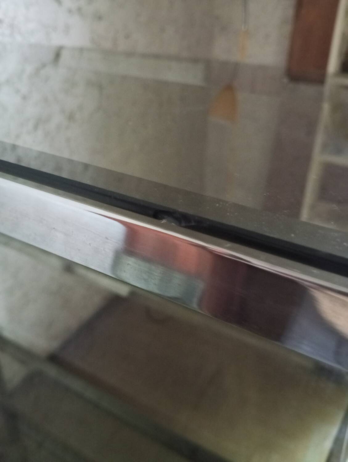 Chrome and smoked glass shelf from the 70s.