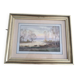 Watercolor by Marcel Gendre romantic landscape in Sologne