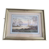 Aquarelle de Marcel Gendre paysage romantique en Sologne