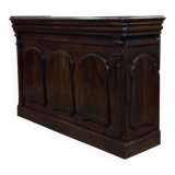 Comptoir de bar en chêne début XXème avec habillage d'époque zinc et étain