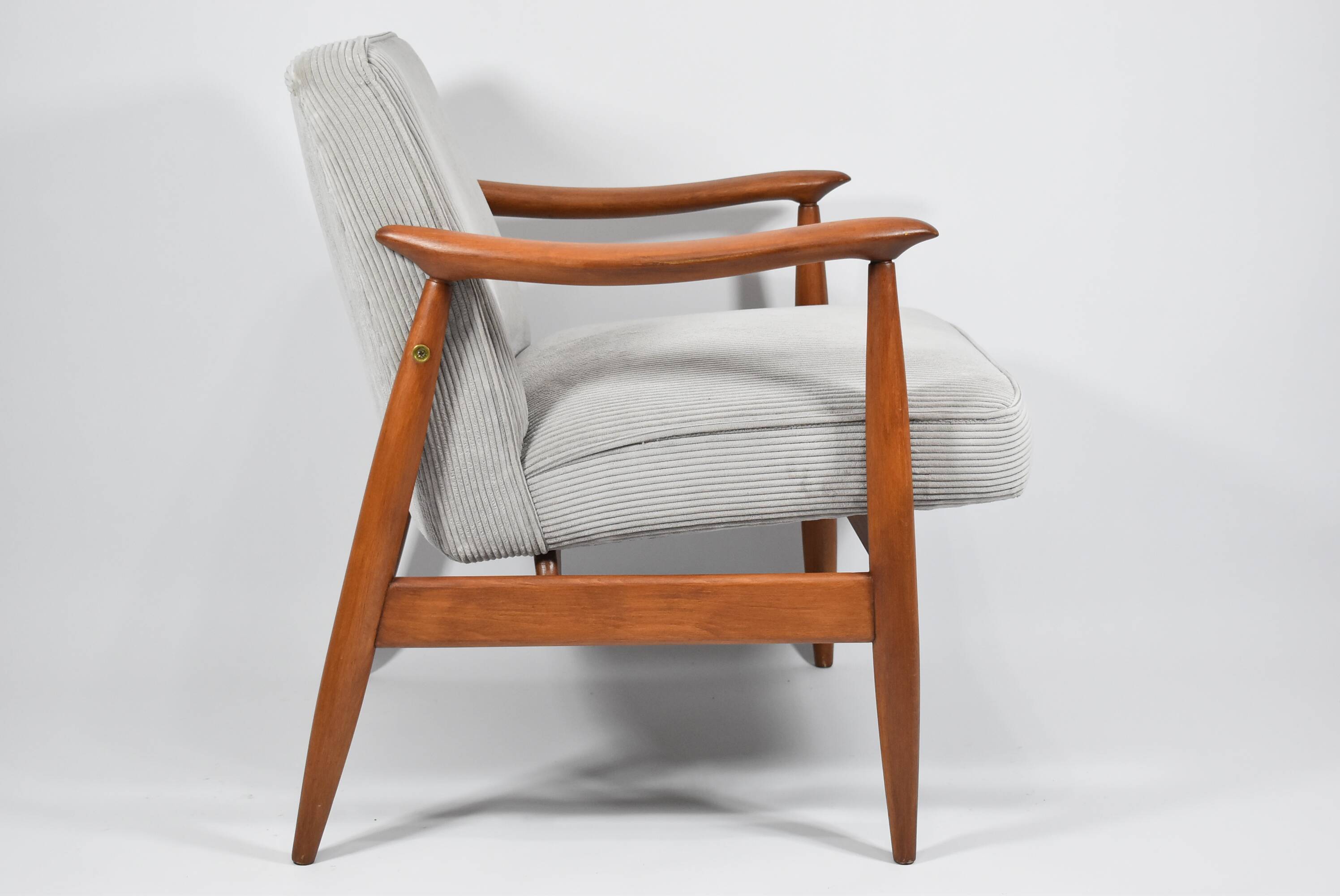 Famous Vintage armchair "Kedzior", fully restored, Grey CORD