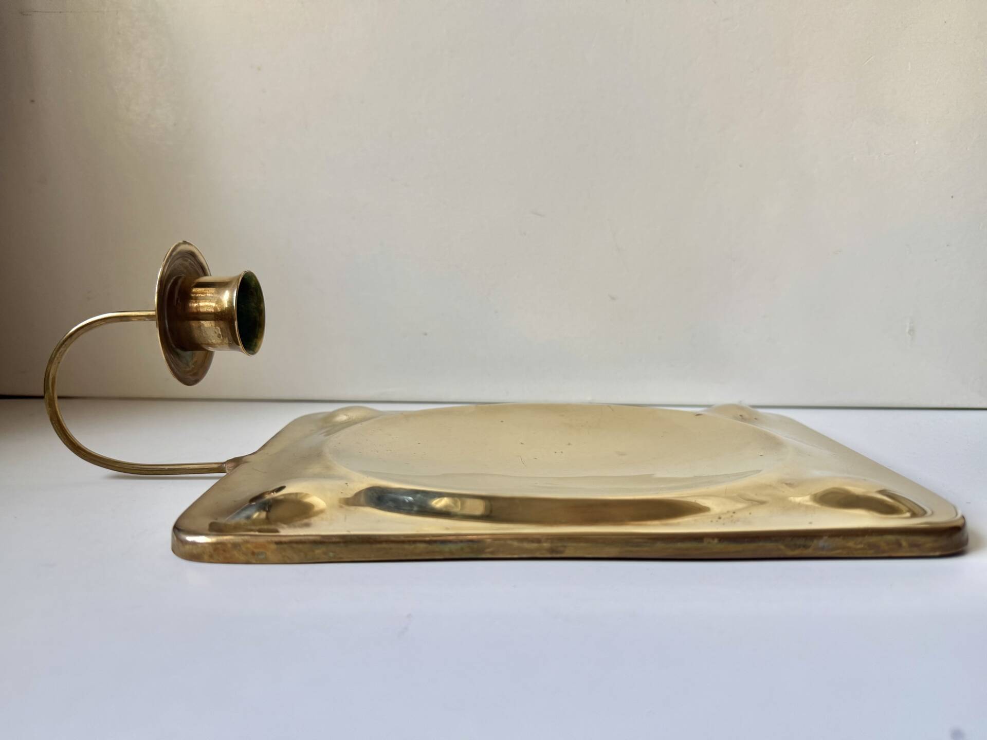 Vintage Scandinavian Brass Wall Candle holder Sconce height 29cm