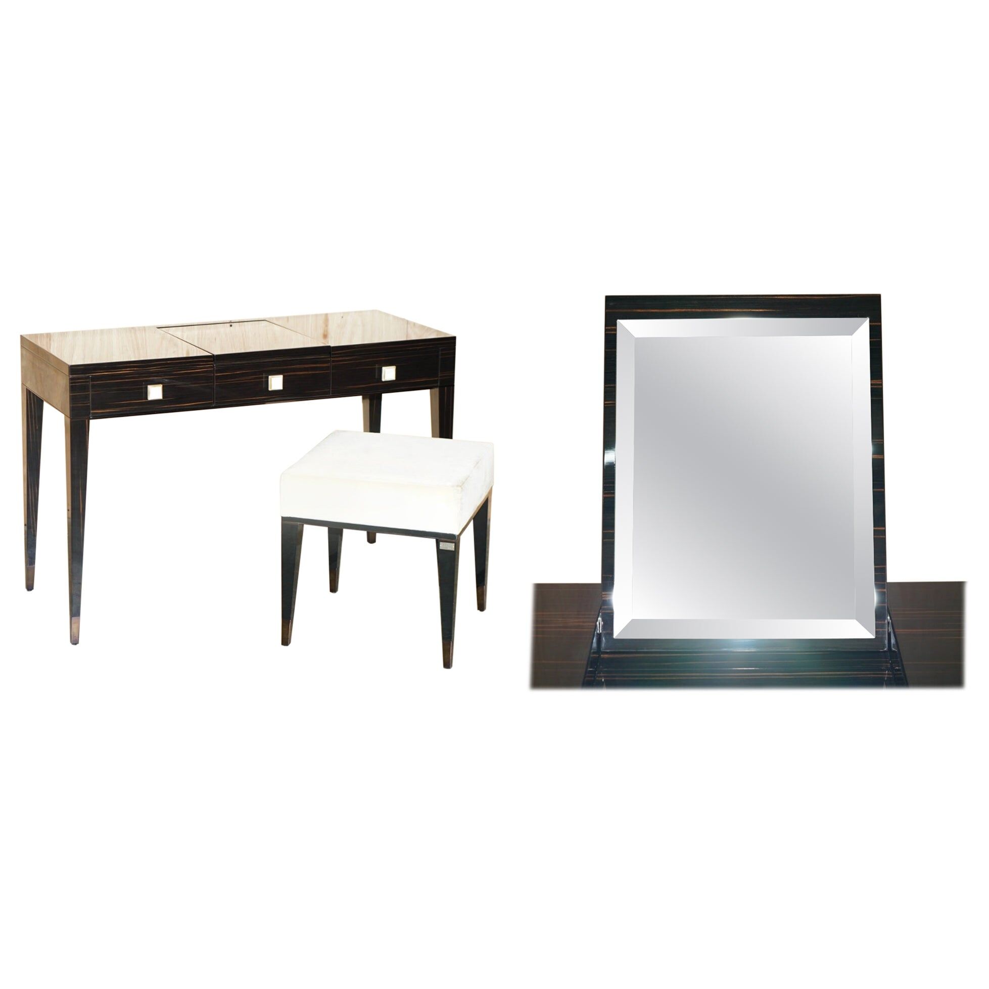 Table de toilette et tabouret Nascondino Fendi Casa en ébène Macassar