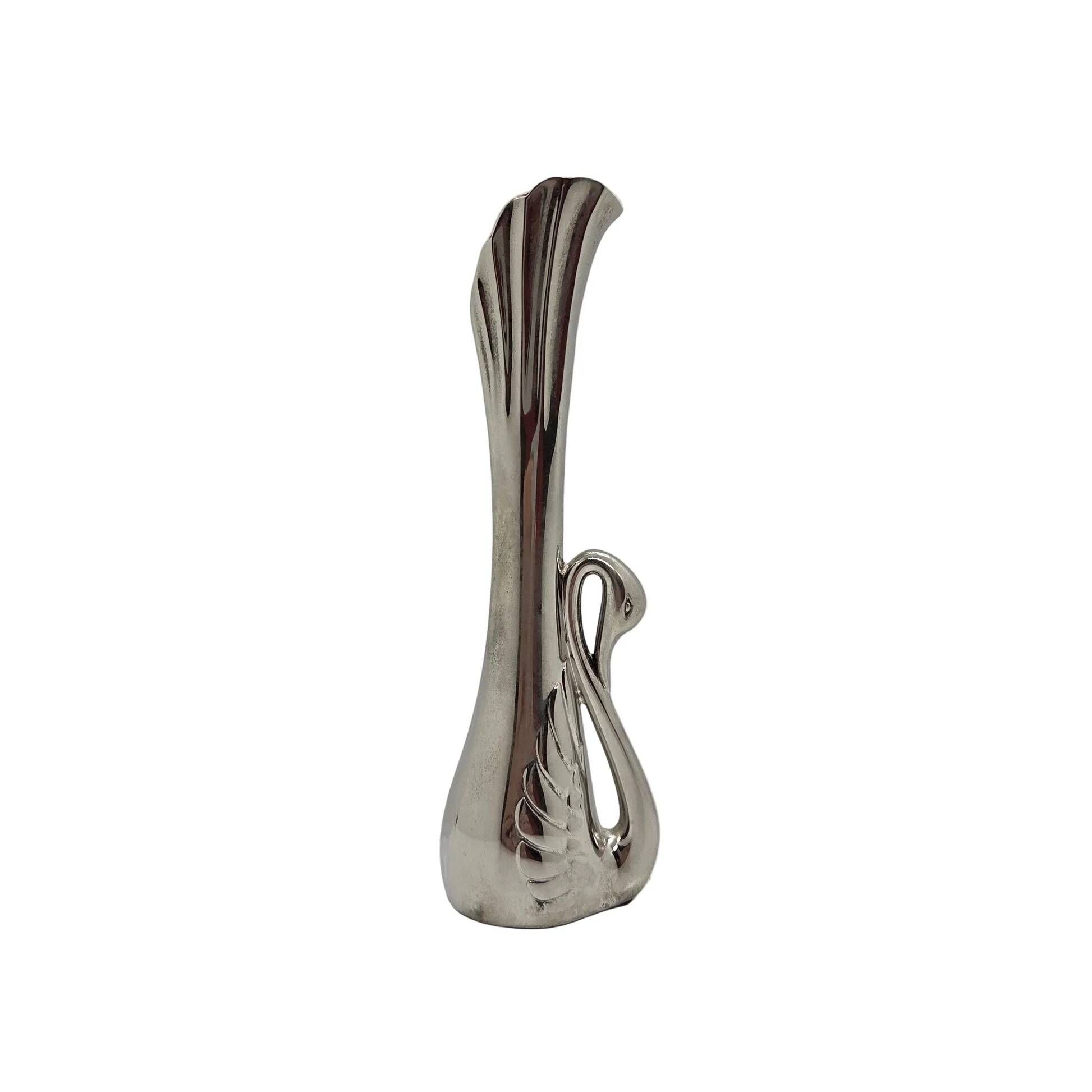 Silver-plated swan soliflore