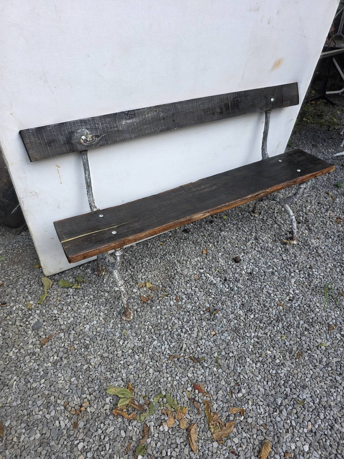 Cast iron and oak garden bench