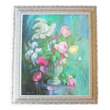 Old painting representing a bouquet of flowers