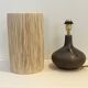 Vintage design lamp base in brown pyrite stoneware with raffia lampshade 1970