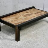 Roger Capron, rare, large coffee table with character decorations.