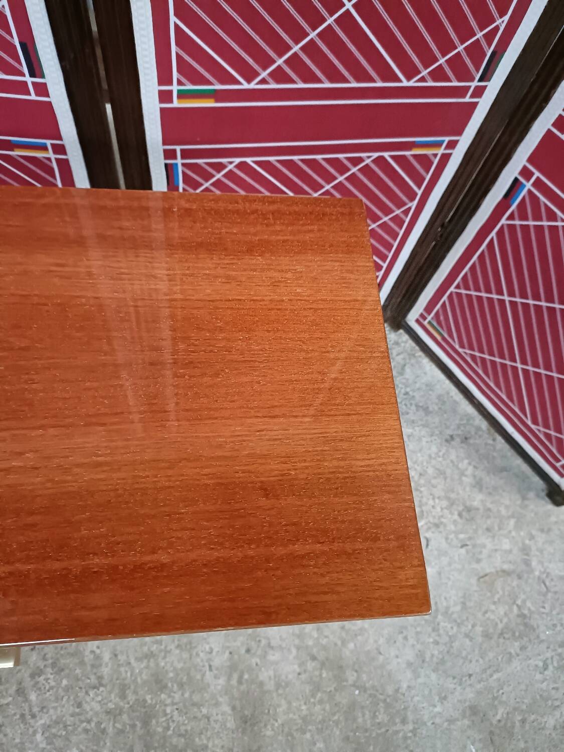 Vintage bedside table, mahogany veneer and tapered legs