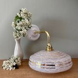 Vintage wall lamp with white and gold Clichy glass shade