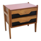 Walnut Nightstand attr. to Ico Parisi with a Pink Top and Black Drawers