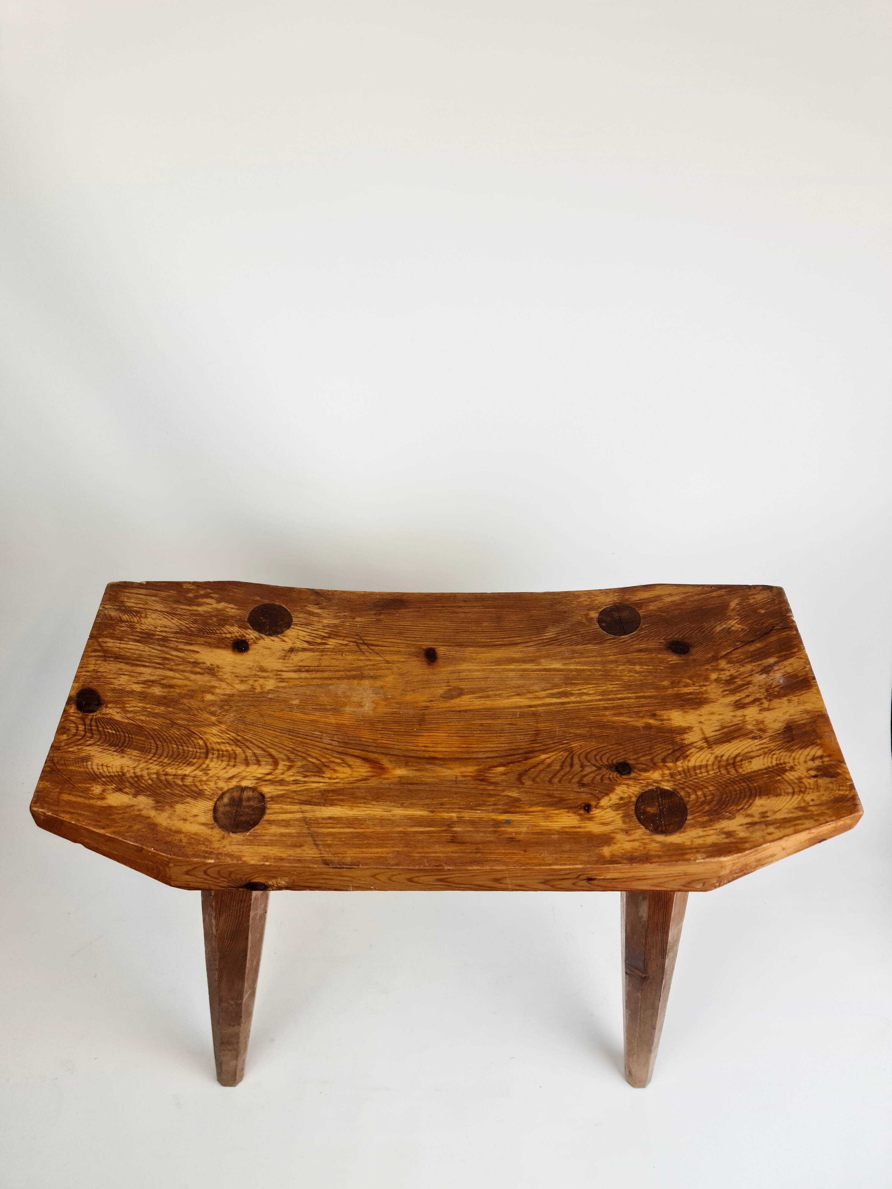 Swedish lacquered pine stool, 1970s
