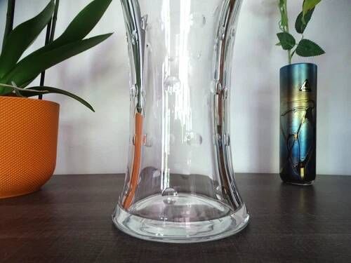 ST LOUIS "Bubbles" vase diabolo cut crystal bubbles signed - H 25 cm