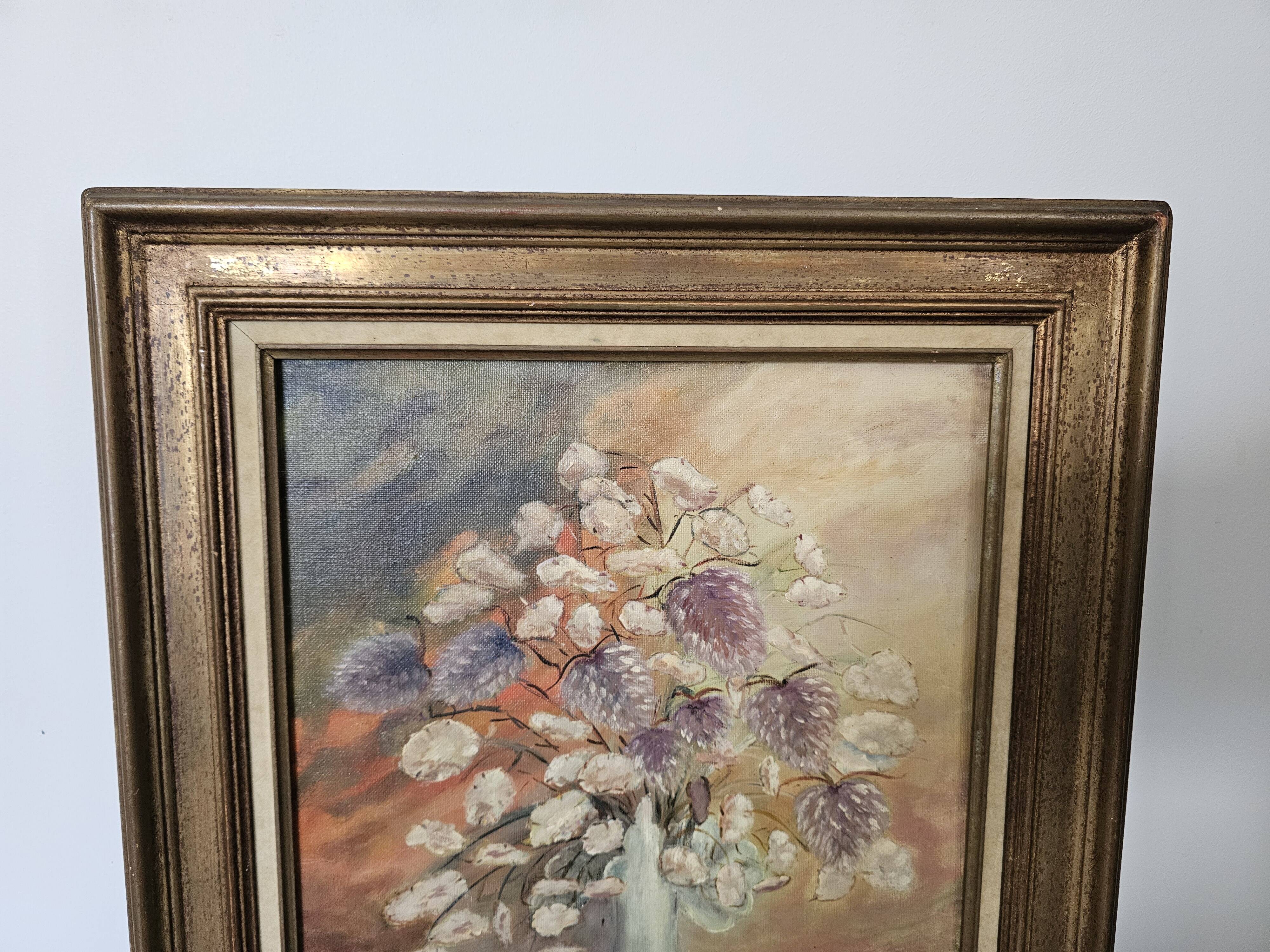 Oil on Canvas - Flower Bouquet Signed G Lustig 1985