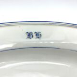 Monogrammed oval dish b h white and blue 39cm