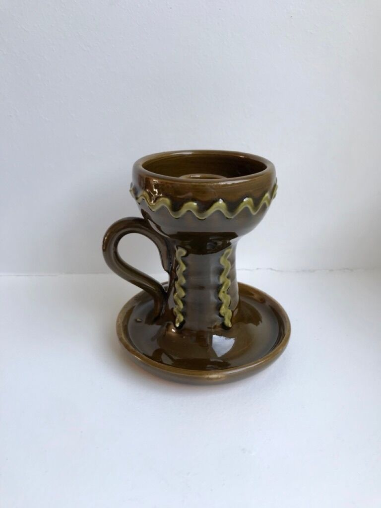 Ceramic candle holder italy 70s