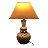 Fat lava ceramic lamp base with 2 bulbs