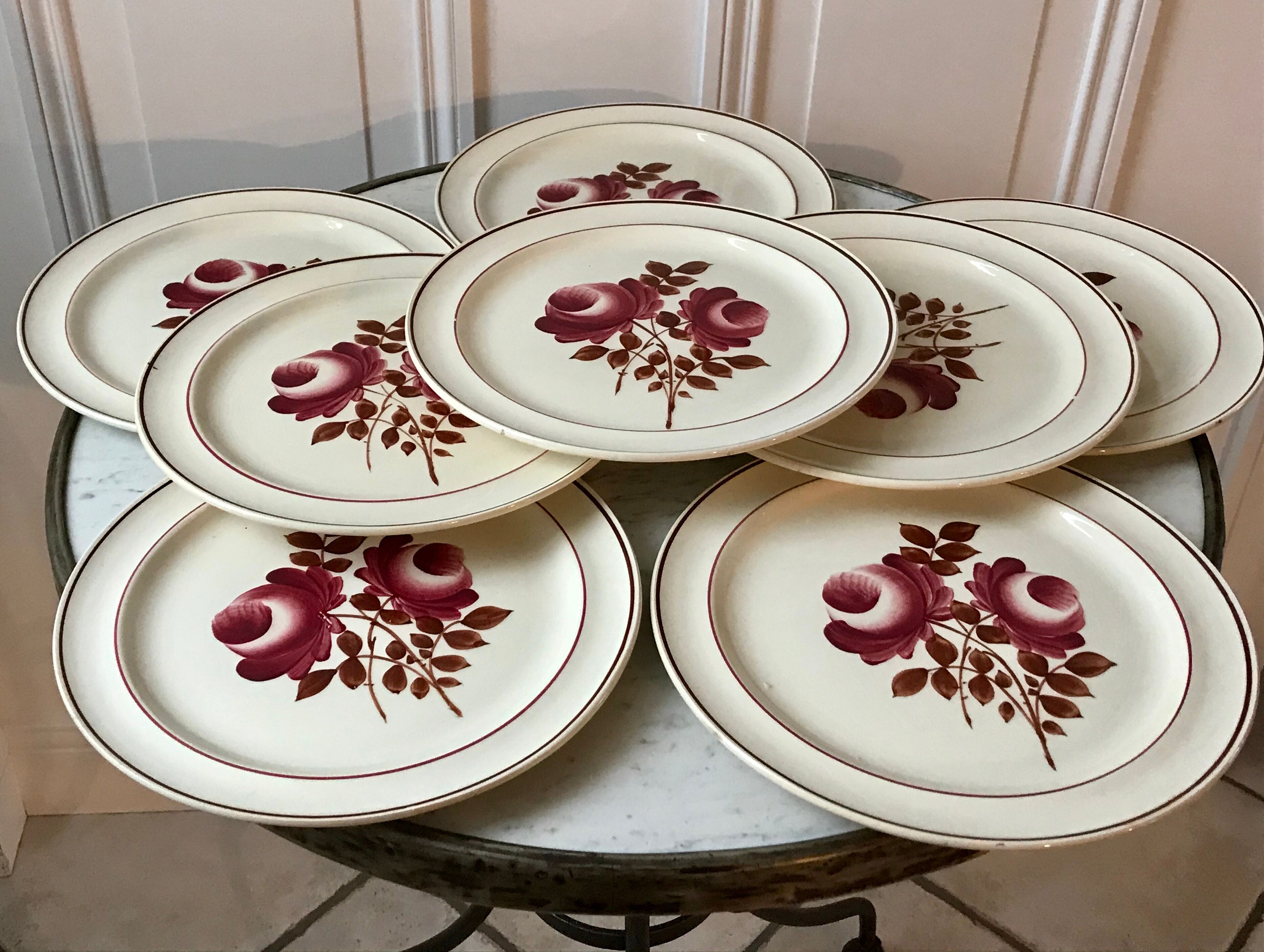 set of 8 flat plates Moulin des Loups model "Roubaix" 40s