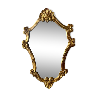 Vintage wall mirror in gold plaster - rococo style