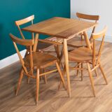 Retro Ercol Elm Blonde Model 395 Breakfast Table & Four 392 Windsor Stacking Chairs