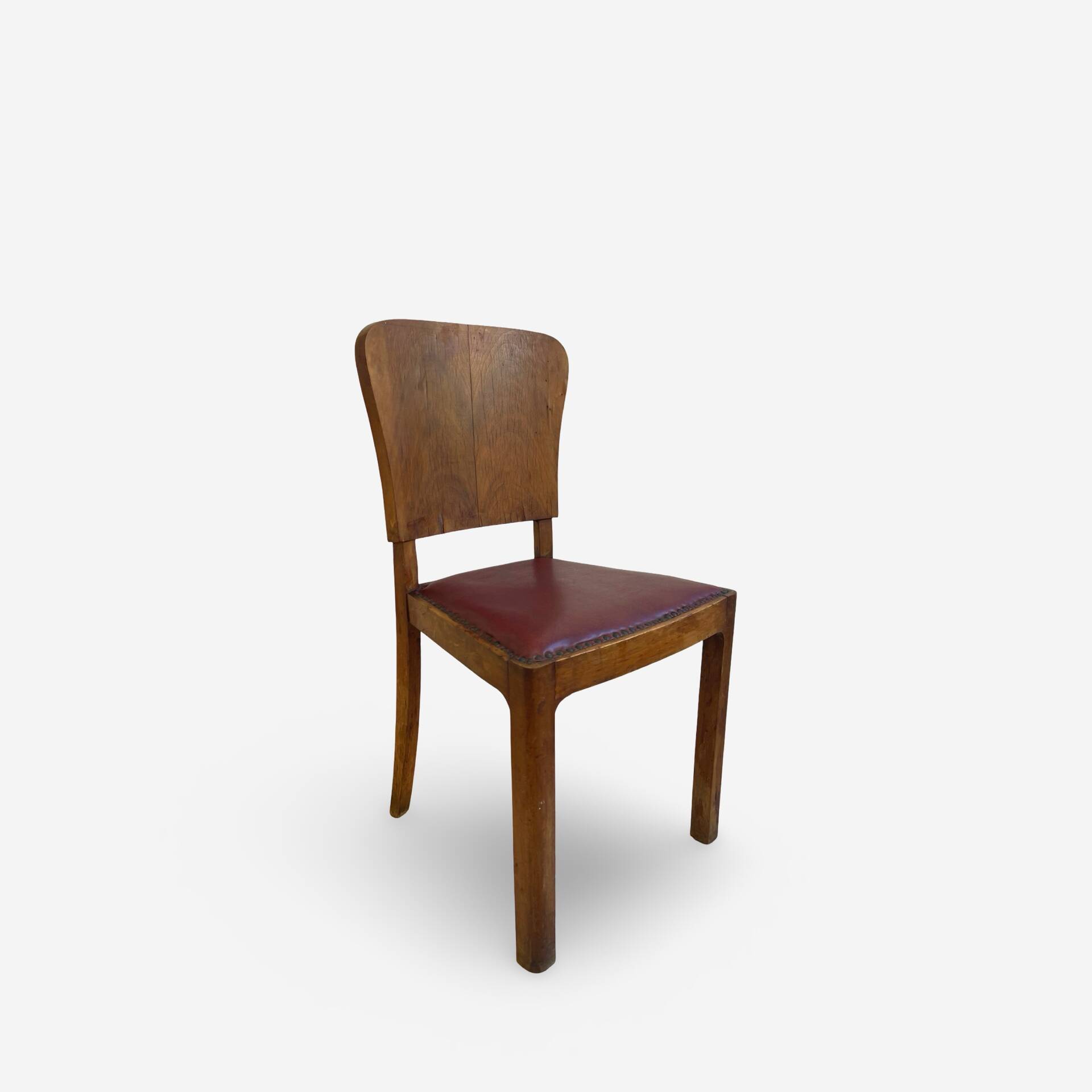 Set of 4 Art Deco dining chairs in walnut, Italy, 1930s-1940s.