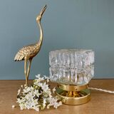 Vintage globe table lamp in molded glass
