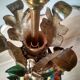 Painted metal candle holder lamp - wrought iron fruit and bird lamp base