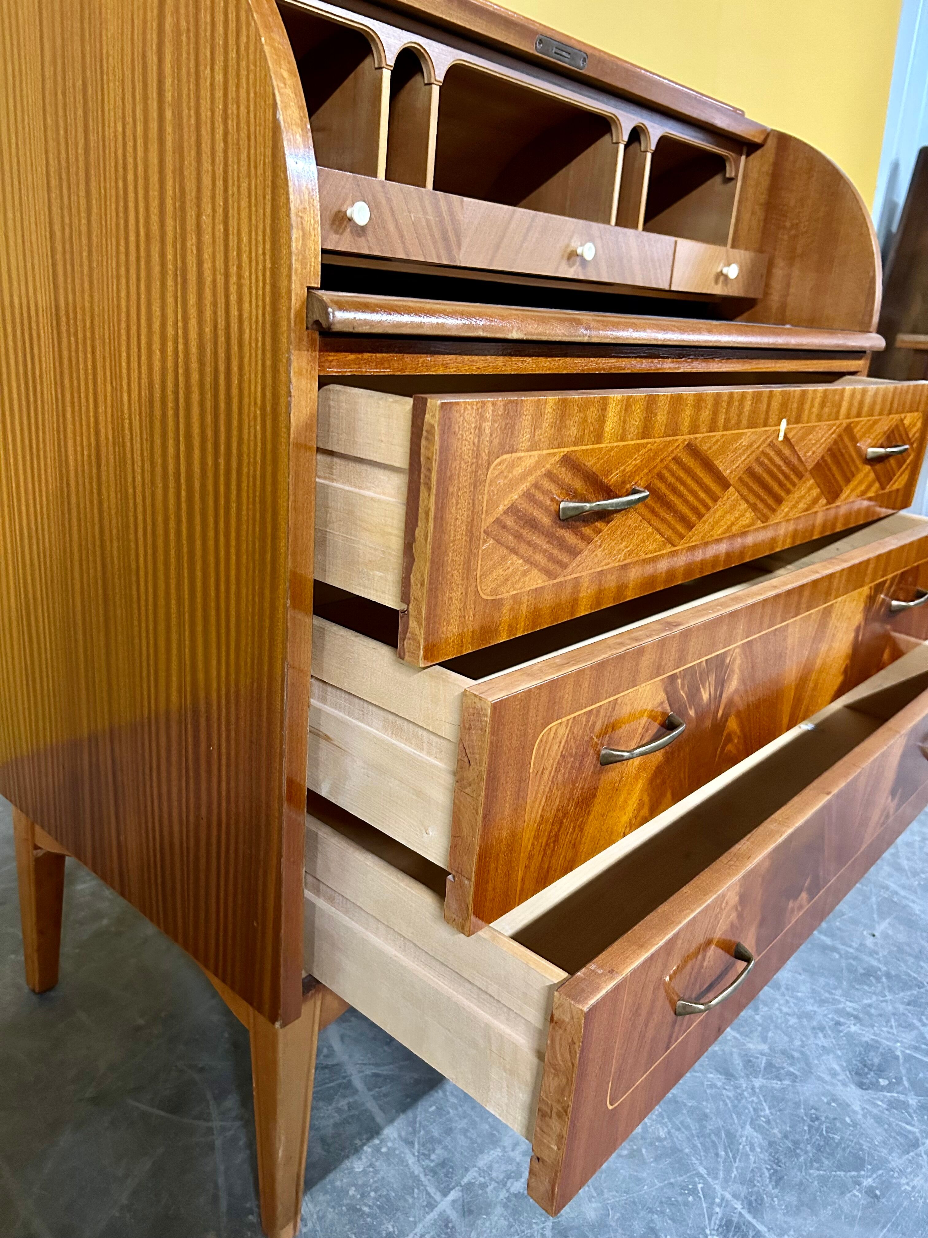 Swedish vintage roll-top desk by Egon Ostergaard, 1960s