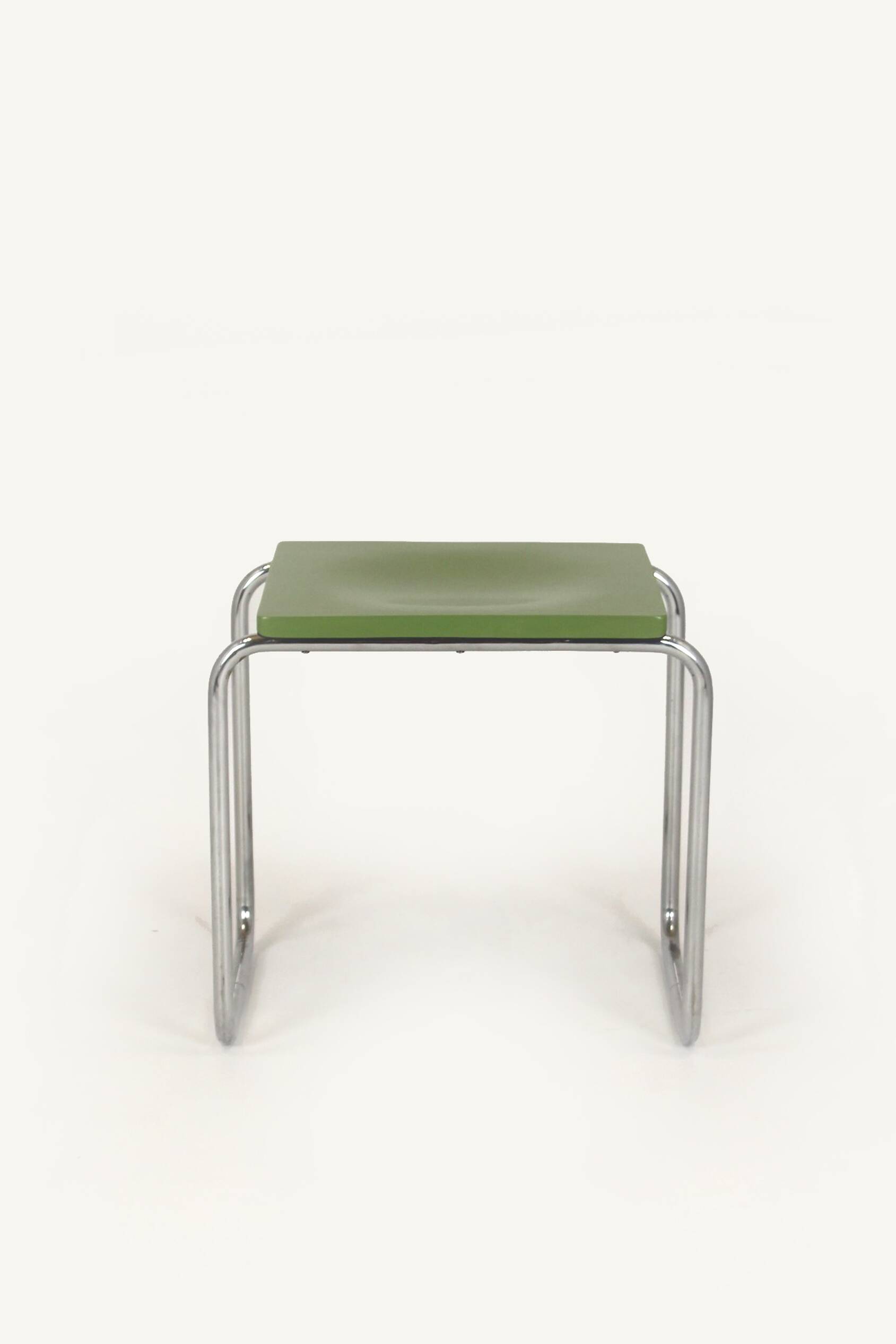 Restored Bauhaus Chromed Tubular Steel Stool from Slezak, 1930s