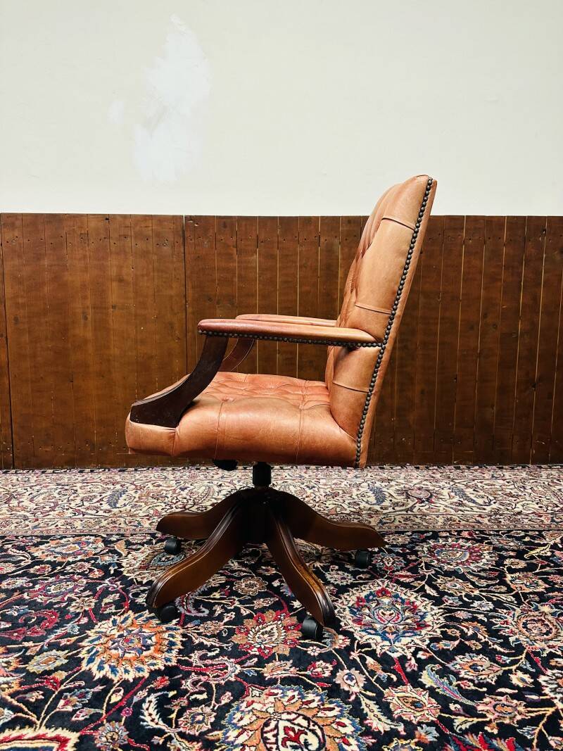 English Chesterfield Salmon color President Chair Office chair