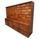 Antique very large American oak grain / apothecary cabinet, ca 1900