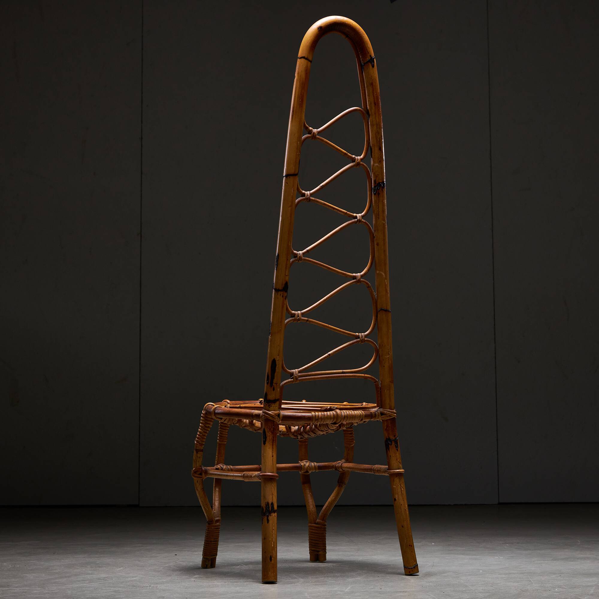 High Back Bamboo Chair, 1960s