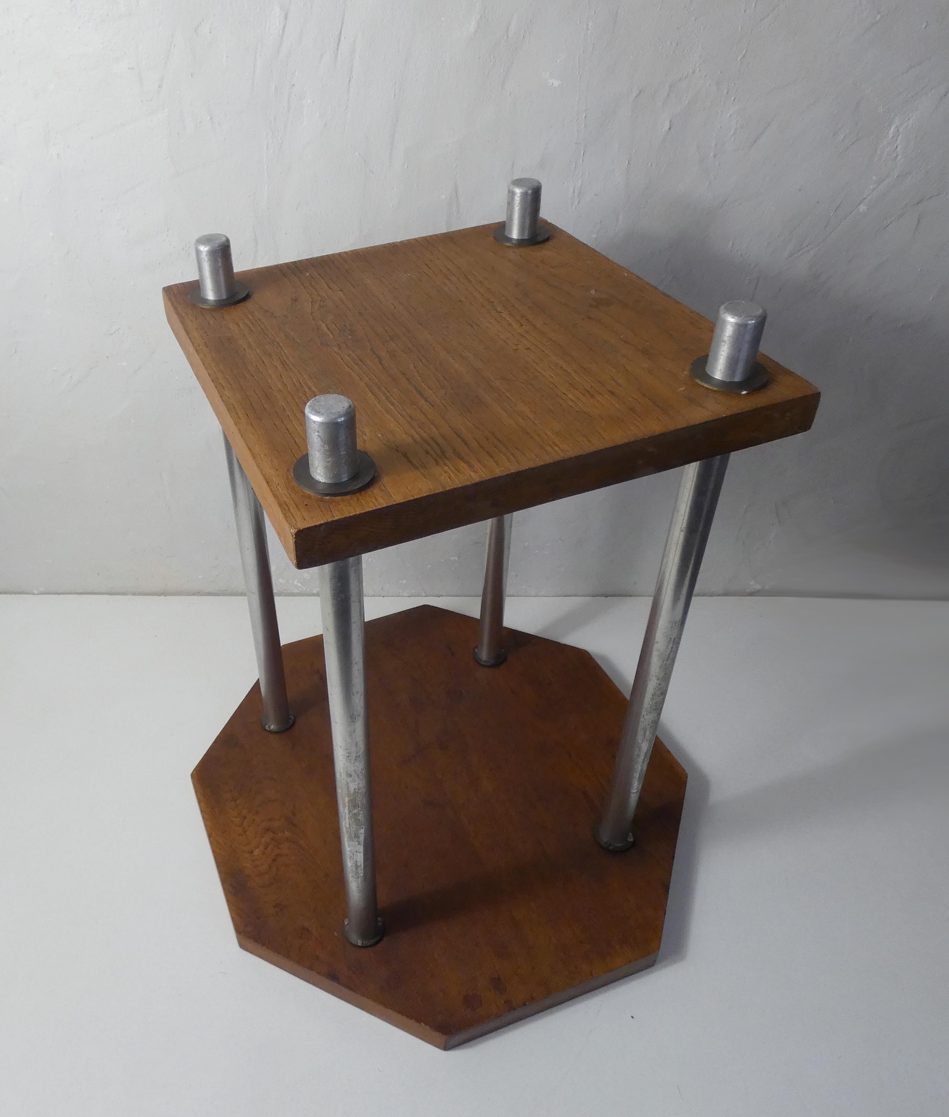 Table d'appoint design scandinave teck et acier chromé vintage