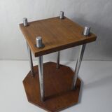 Table d'appoint design scandinave teck et acier chromé vintage