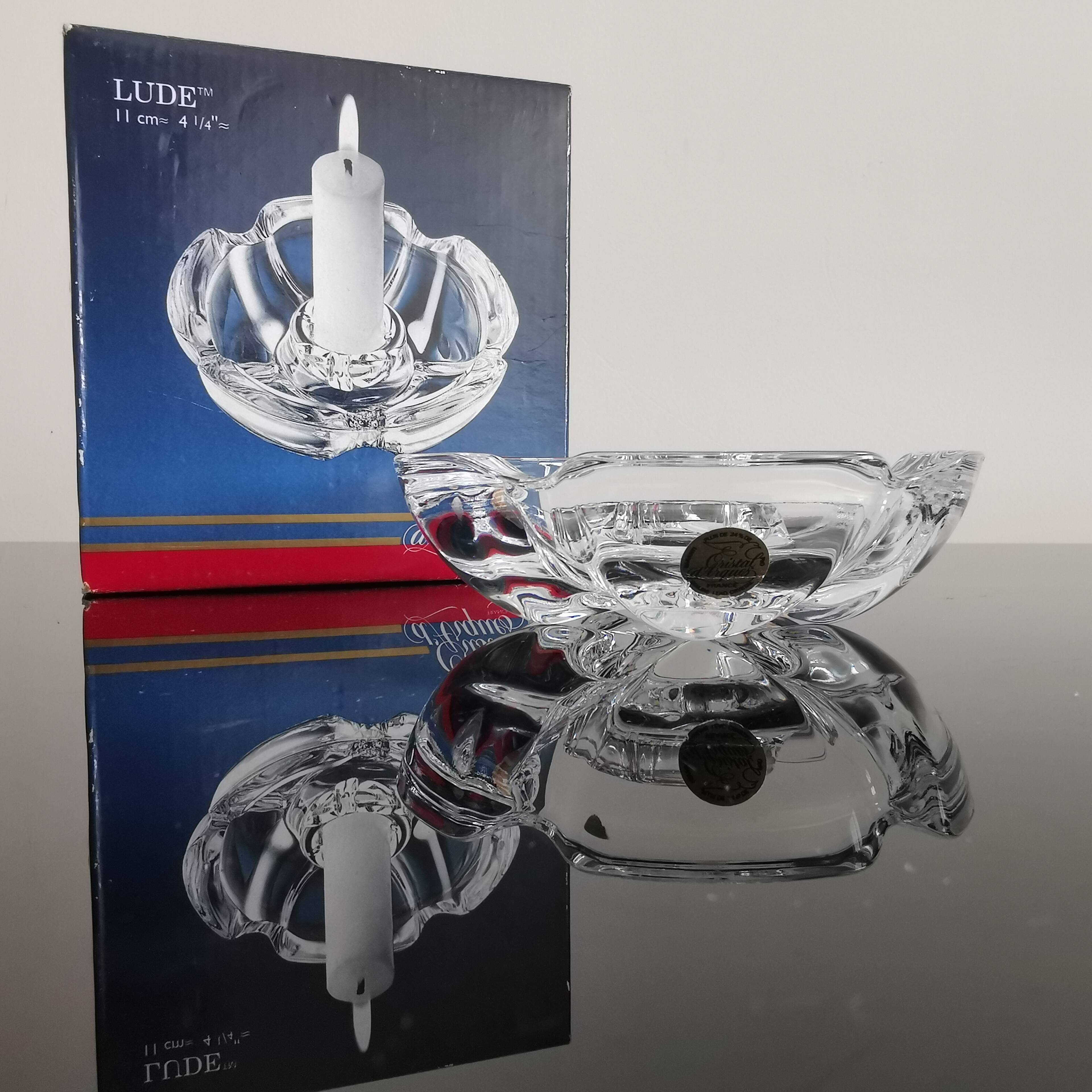 Vintage floriform candle holder "Lude" Cristal d'Arques