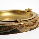 Mid Century italian table lamp with ashtray like a lantern by Aldo Tura