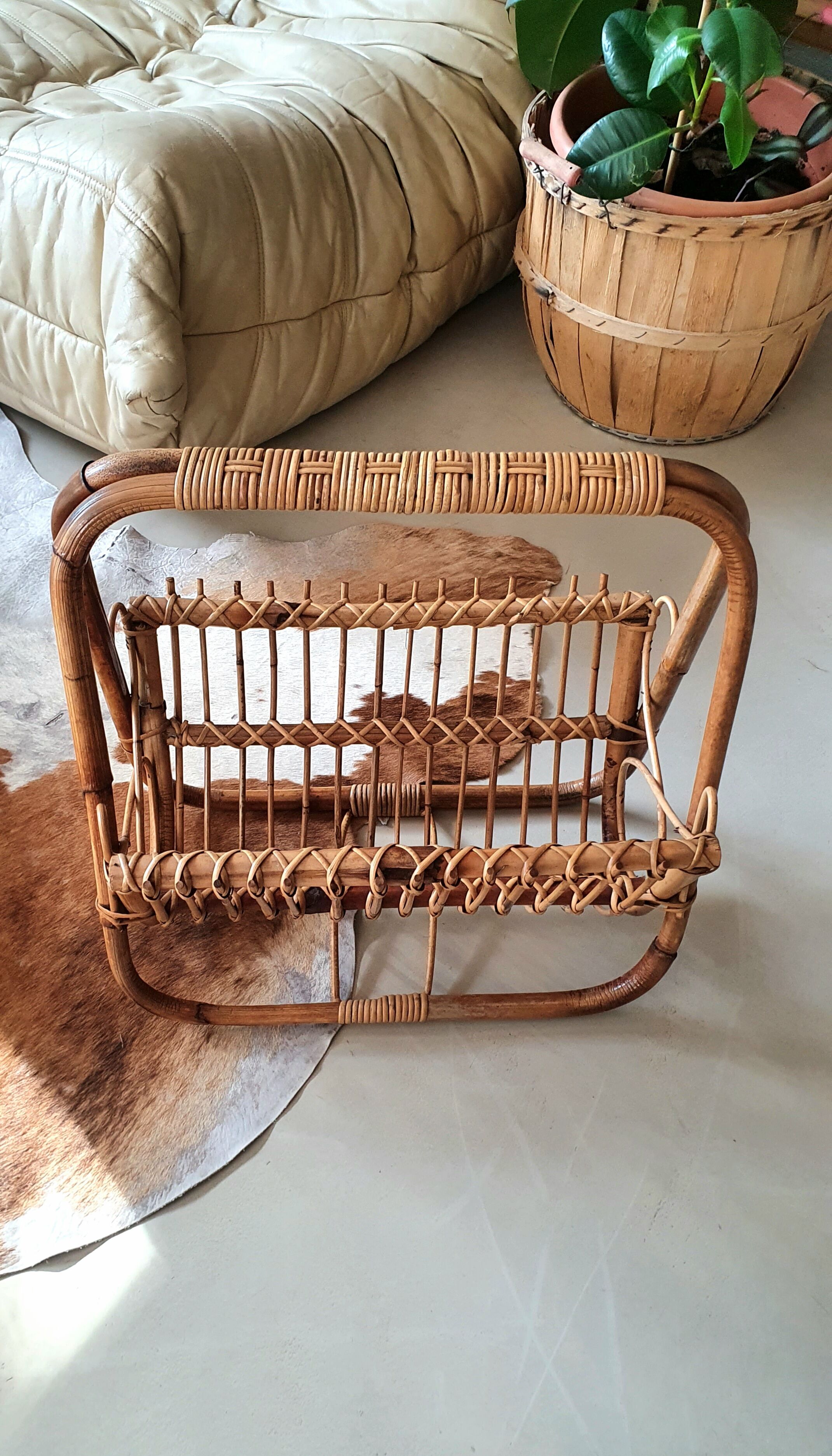 Rattan magazine holder, 1960