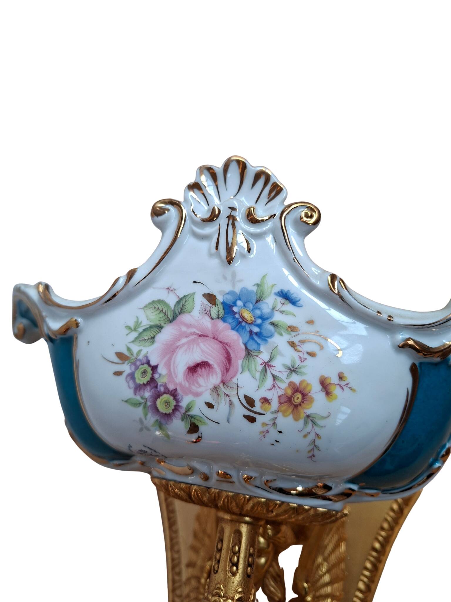 Set esclusivo: 8 applique "f.b.a.i. & tiche" – ottone dorato e porcellana b