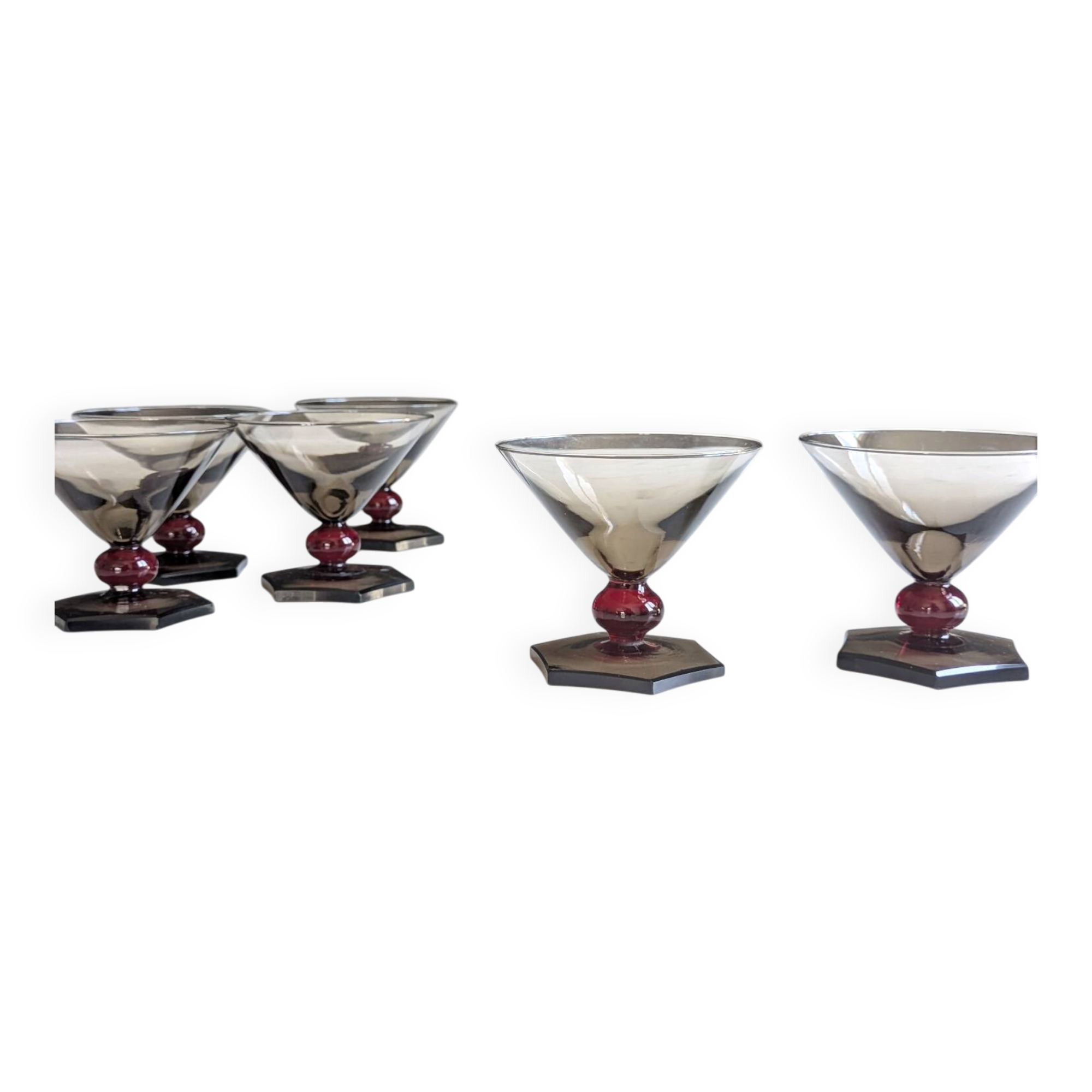 Verres à pied Art Deco verre de Murano