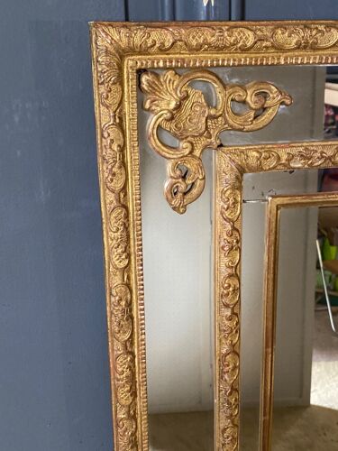 Miroir a parcloses debut XXe stuc dore style Louis XV