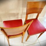 Lot de 5 chaises en chêne clair assise vinyle