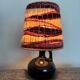 Vintage black ceramic lamp with hand-woven wool shade