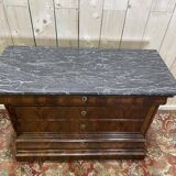 Commode époque Louis Philippe en acajou et placage d’acajou marbre gris vei