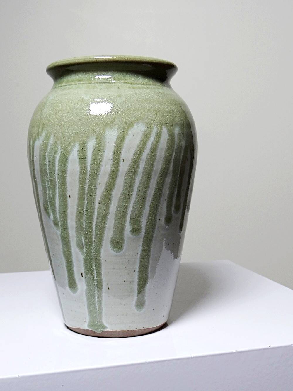 Wabi-Sabi Modernist Vase, Handcrafted Stoneware with Vintage Ash Glaze