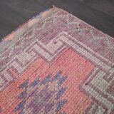 Vintage Turkish wool runner rug, mauve pink tones, 83x340 cm