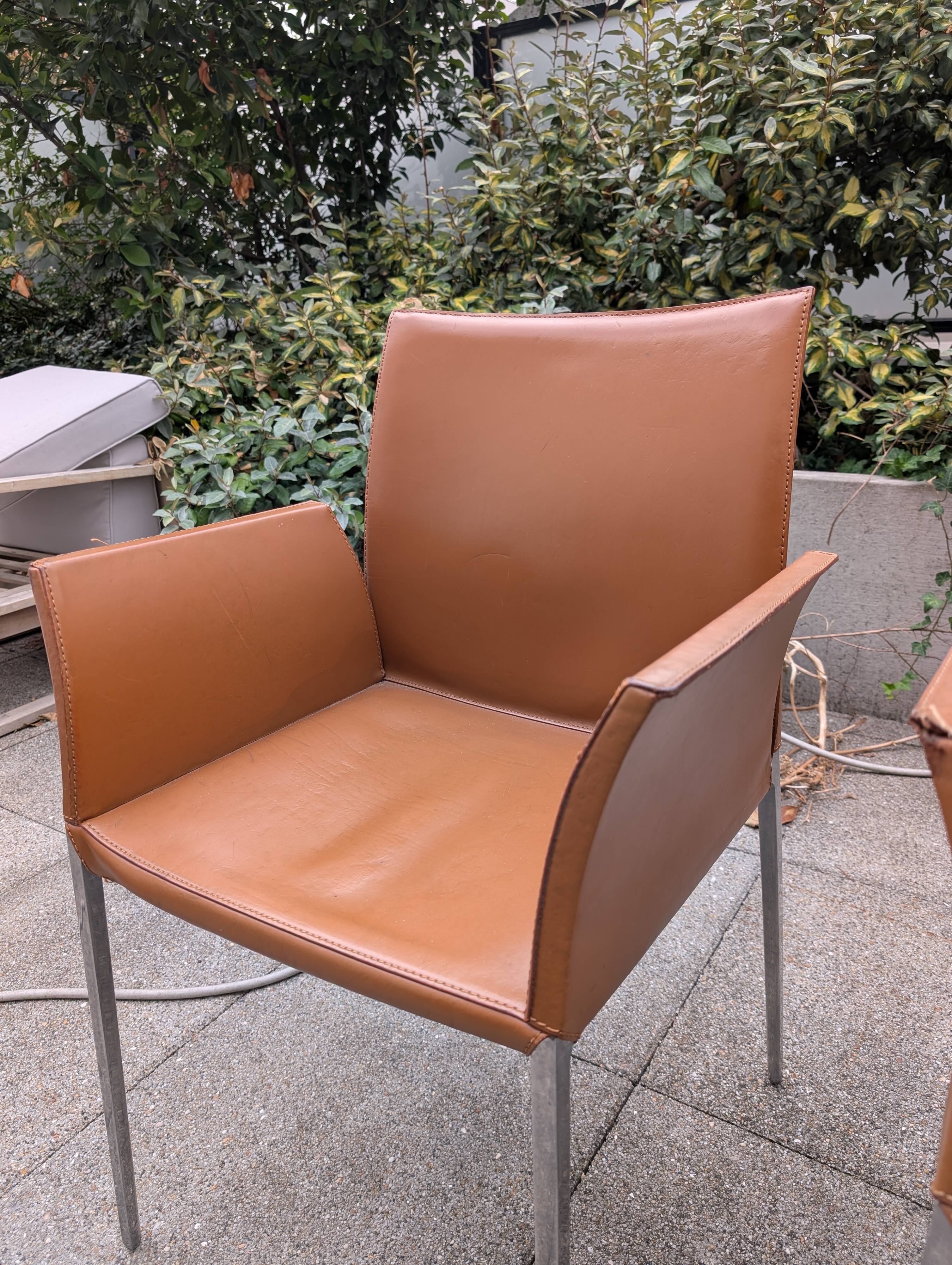 Paire de fauteuils Lia par Roberto Barbieri pour Zanotta — Cuir cognac