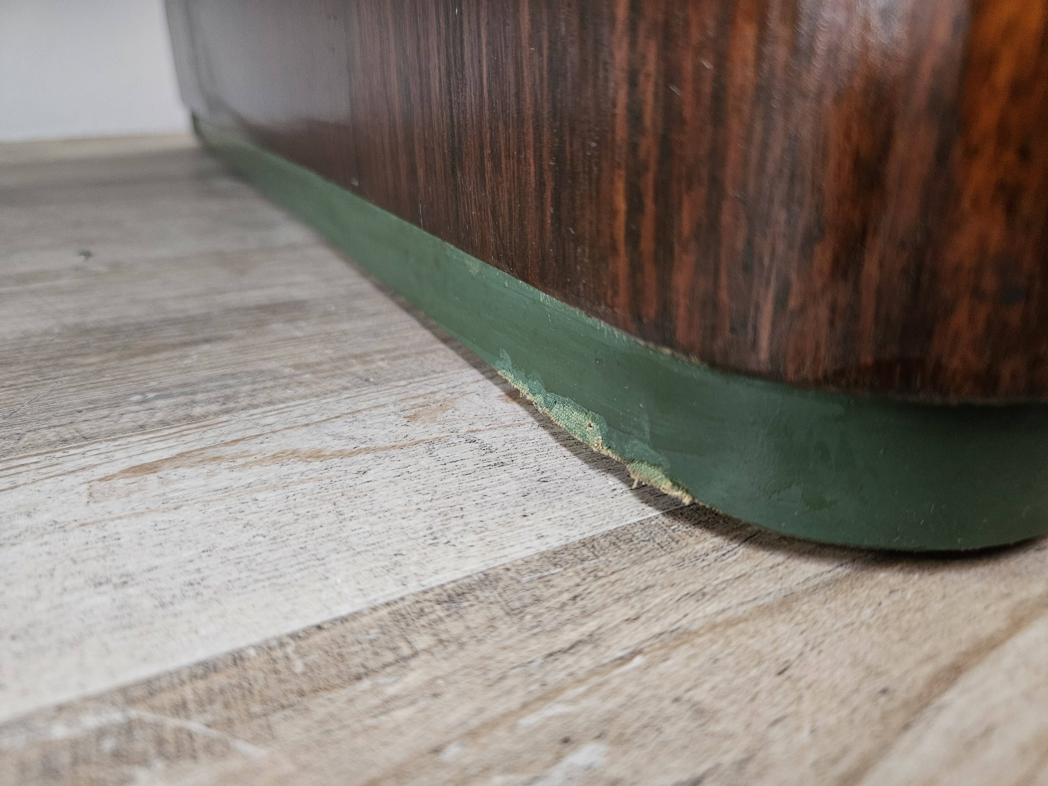 Art Decò Sideboard in Mahogany and Maple with Black Glass and Brass Finishi