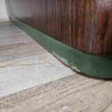 Art Decò Sideboard in Mahogany and Maple with Black Glass and Brass Finishi