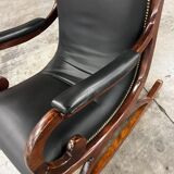 Vintage black leather rocking chair